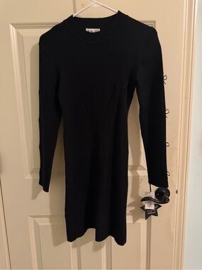 Stella 88 Black Long-Sleeve Knit Dress with bow details